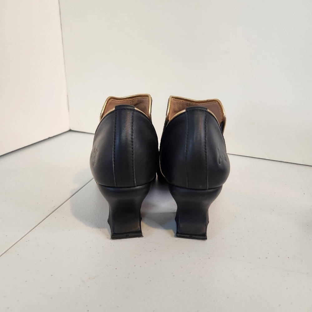 John Fluevog Super Fine Prestige Black Leather Slip On High Heel Shoes Size 9.5 - Picture 6 of 15